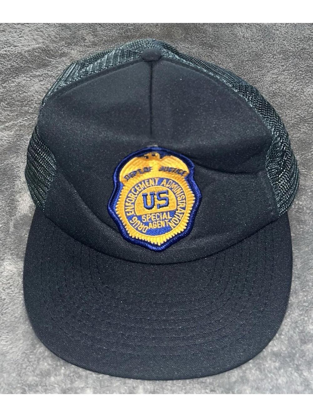 Vintage DEA Drug Enforcement Snapback Trucker Hat / Cap Navy Blue